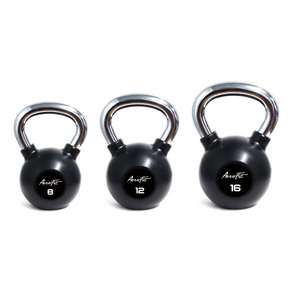 Aerofit AFBK8 гиря обрезиненная с хромированной рукояткой 8 кг.