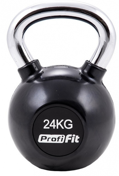 Гиря обрезиненная с хромированной ручкой Profi-Fit, 24 кг